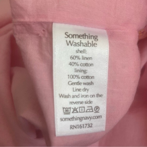 Something Navy Mini Floral One-Shoulder Linen & Cotton Dress Size M - Picture 9 of 11